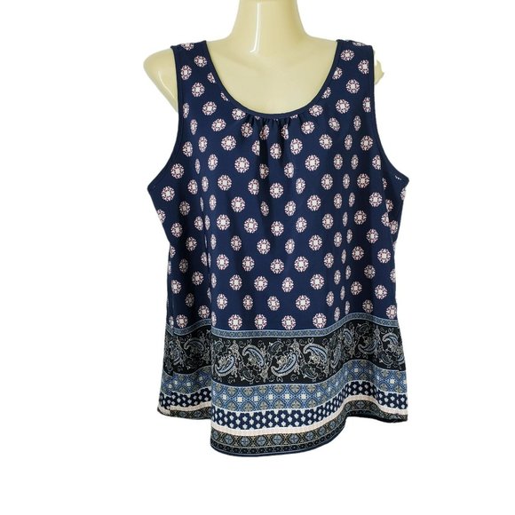 A'Gaci Tank Top Medallion and Paisley Women's Size Large Blue Pink - Picture 8 of 8